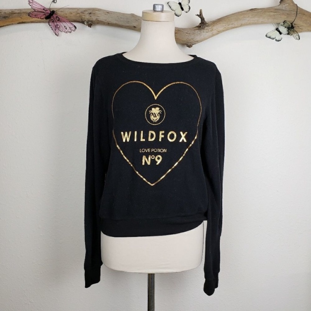 WILDFOX BLACK HEART LOVE POTION SWEATER